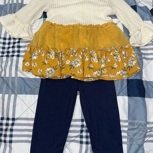 Yellow Floral shirt & leggings for Kids